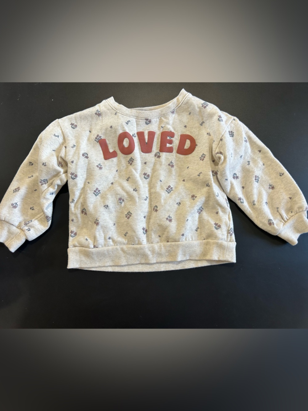 Carter's Cream Sweatshirt with Red "LOVED" and Small Floral Print
